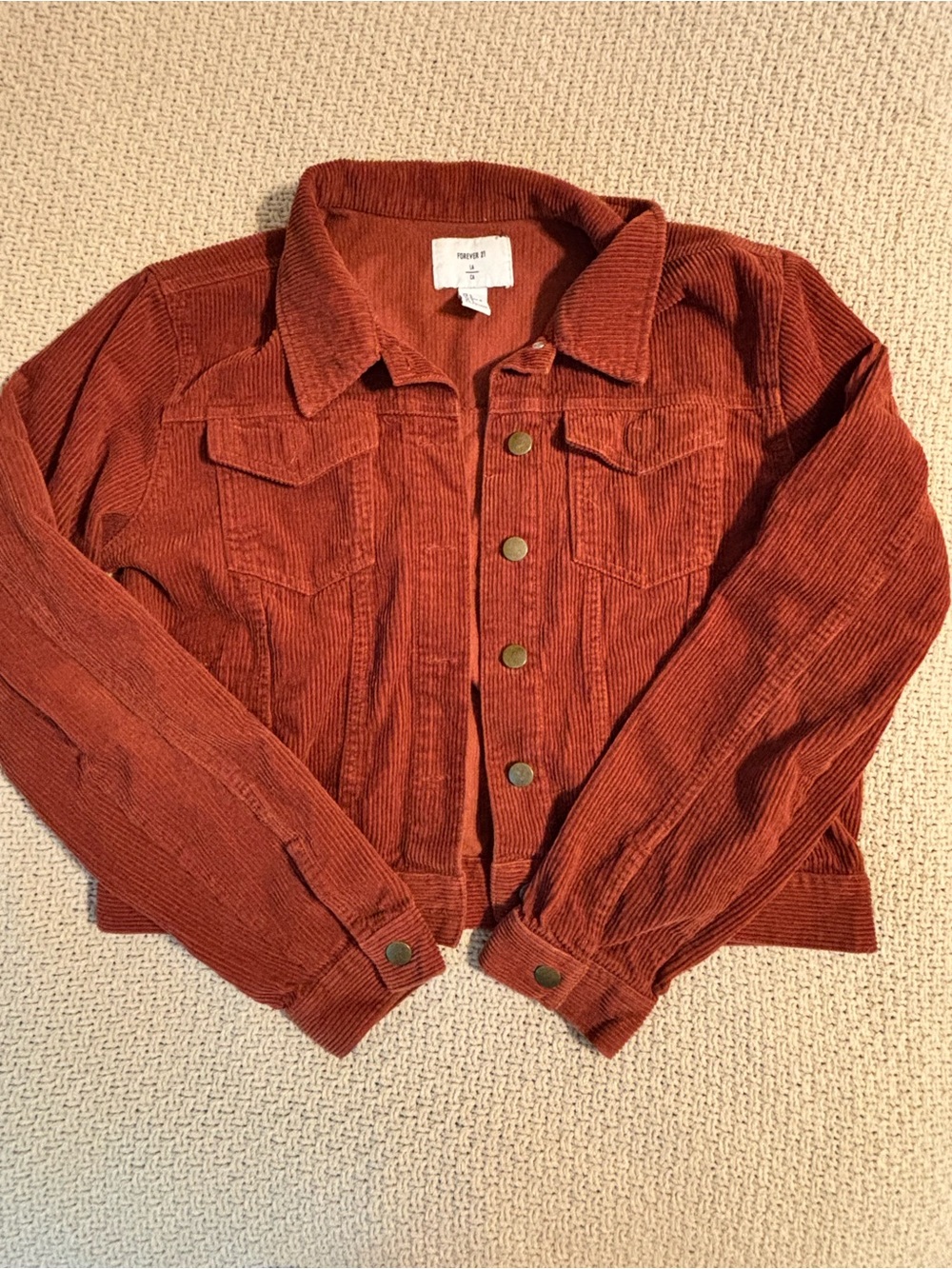 Forever 21 Rust Corduroy Button-Front Jacket
